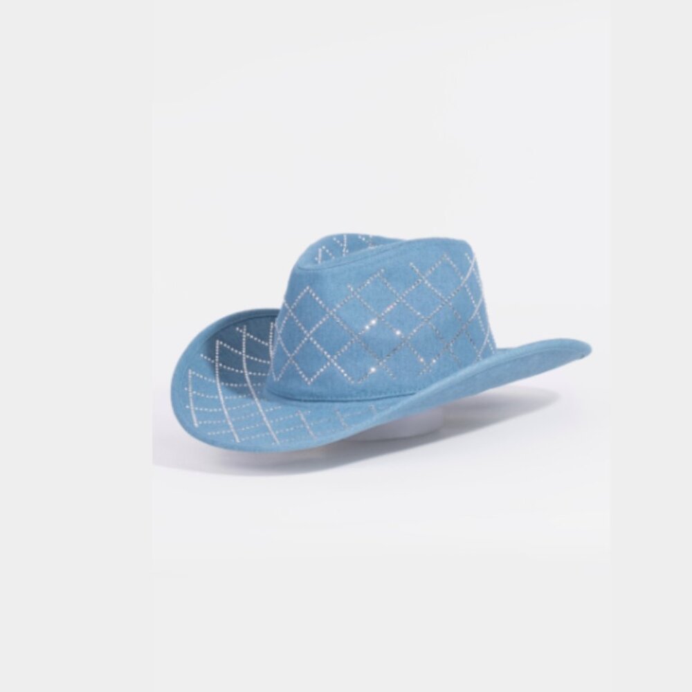 Blue Rhinestone-Embellished Cowboy Hat